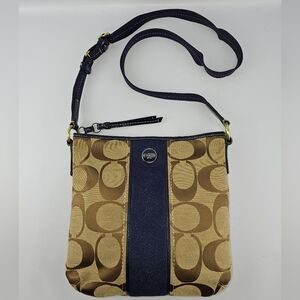 Coach Y2K Signature Stripe Duffle Shoulder Crossbody Bag E1376-21905 Navy